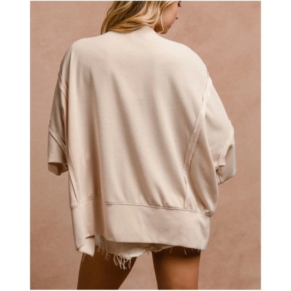 LOOK AT PILLING BiBi Cream Sweater with Leopard Print LOVE. OVERSIZED